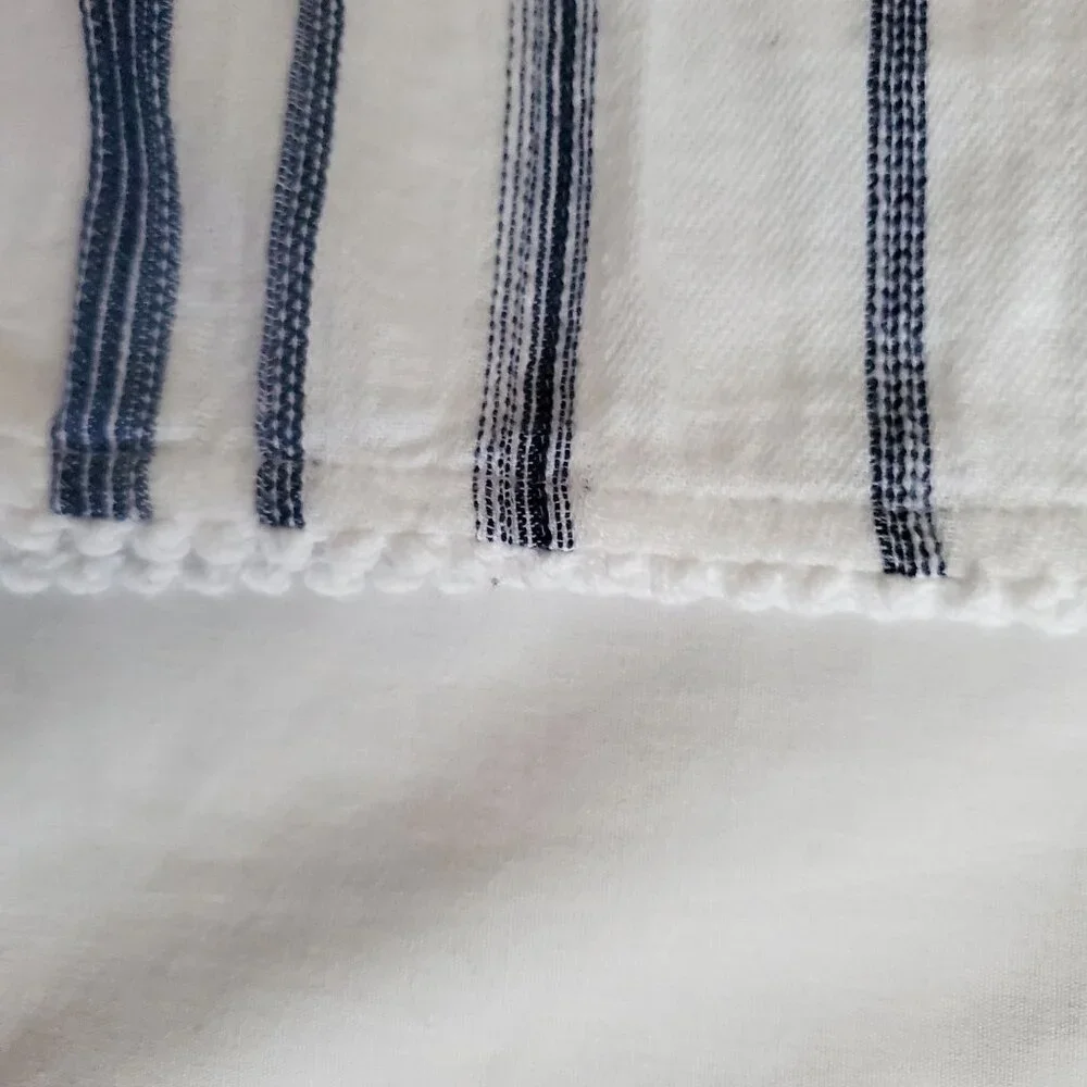 POLO Ralph Lauren Girls Blue Striped High‎ Neck Pom-Pom Hem Sleeveless Top Sz 10